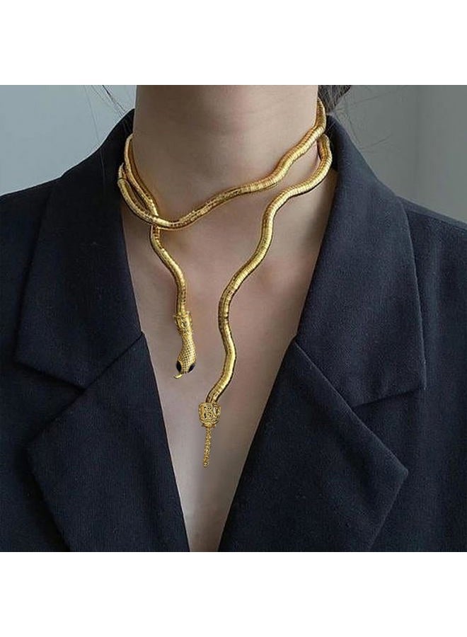 BriLove Bendable Flexible Snake Bracelet for Women Adjustable Punk Snake Choker Necklace for Hollween Party Jewelry, Alloy, alloy - Image 3