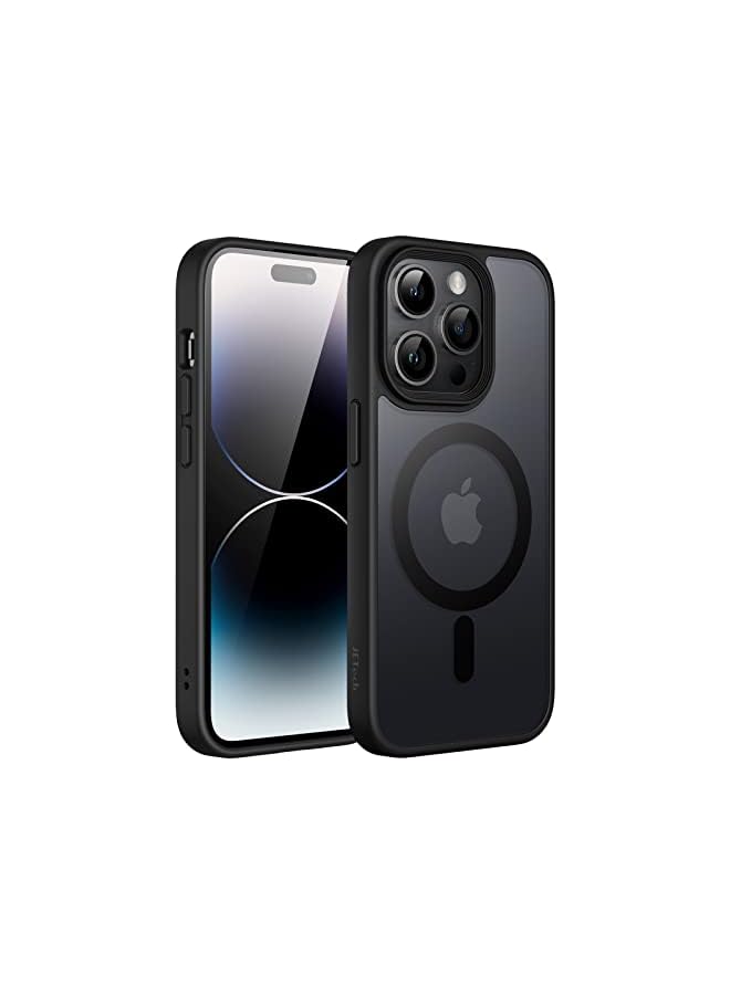 Jetech Magnetic Case for iPhone 14 Pro 6.1-Inch Compatible with MagSafe, Translucent Matte Back Slim Shockproof Phone Cover (Black) - Image 1