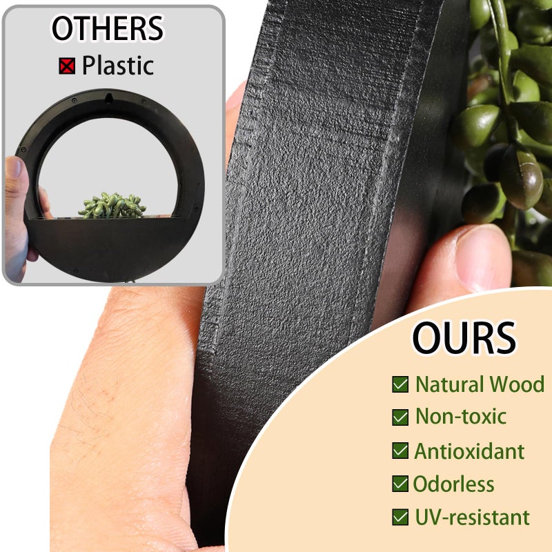 Floweroyal 2pcs Artificial Succulents Hanging Plants 12.2'' Fake String of Pearls in Pot with 8.3'' Lanyard for Indoor Outdoor Wall Decor (Black). - Image 2