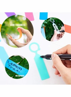 SYOSI Plastic Nursery Plant Tree Hanging Tags 100pcs Mixed Color Waterproof Garden Labels with Buckle Ring Tag Hanging Plant Labels Plastic Plant Hook and Tree Tags  - Image 3
