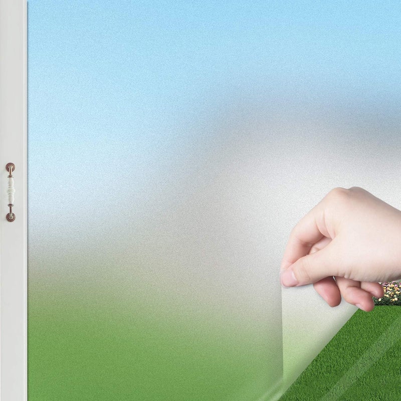 HIDBEA Frosted Window Privacy Film - Non Adhesive Static Cling glass Stickers Sun UV Blocking Heat Control Door Covering Decals for Home Office(35.4 x 98.4 Inch) - Image 4