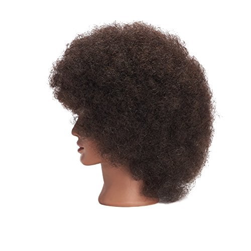 training head Traininghead 10'' Afro Mannequin Head With 100% Human Hair Training Head Manikin Cosmetology Doll Head For Hairdresser With Clamp Stand (10 inches) - Image 3