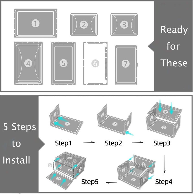 Aysis Multipurpose 1 Pack Sneaker Containers Bins,Clear Plastic Stackable Shoe Organizer For Closet,Space Saving Foldable Shoe Sneaker Containers Bins Holders (Pack Of 1,White Transparent) - Image 3