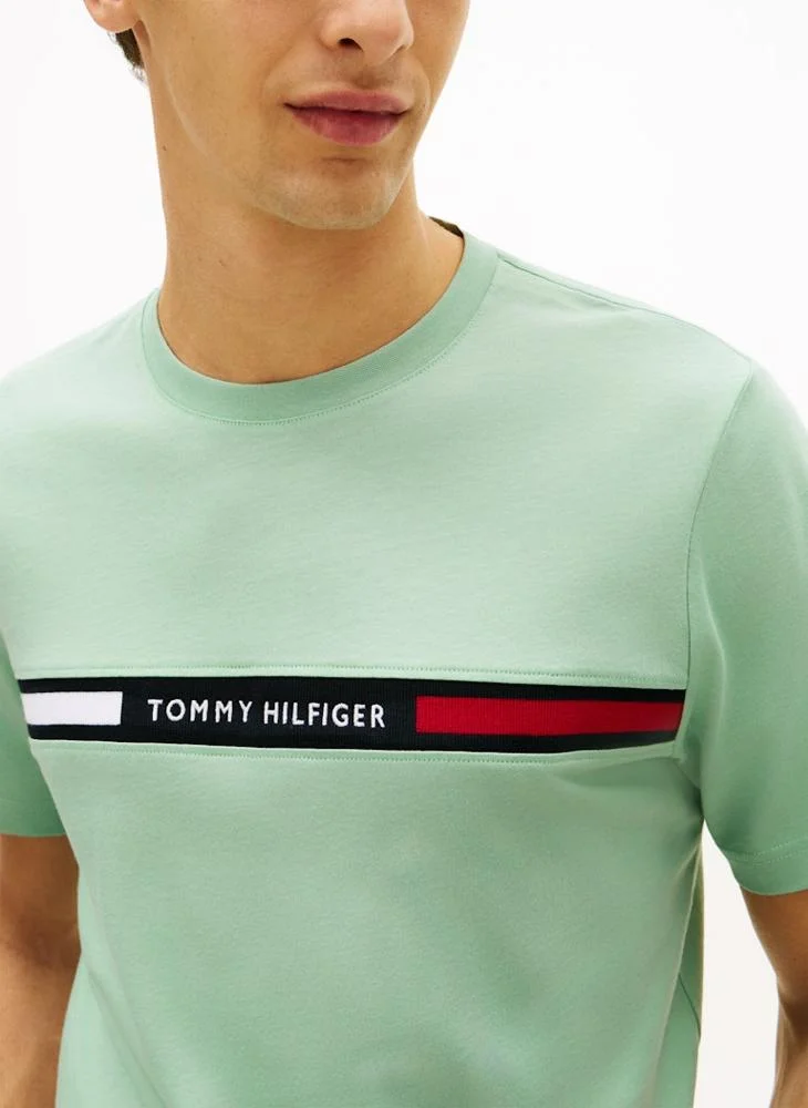 Tommy Hilfiger Crushed Mint Logo Embroidery Insert Jersey T-Shirt for Men | Best Price UAE