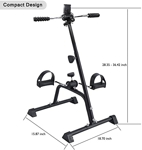 NISDOKR Pedal Exerciser Bike Hand Arm Leg and Knee Peddler Adjustable Fitness Equipment for Seniors, Elderly Home Pedal Exercise Bike for Total Body, with Gift Box & Monitor - Image 2