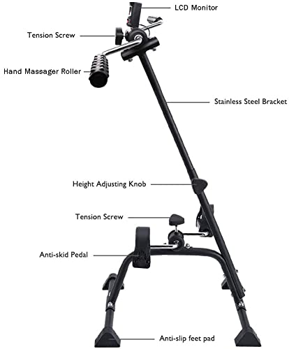 NISDOKR Pedal Exerciser Bike Hand Arm Leg and Knee Peddler Adjustable Fitness Equipment for Seniors, Elderly Home Pedal Exercise Bike for Total Body, with Gift Box & Monitor - Image 3