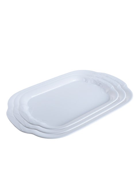 3-Piece Melamine Serving Tray Set Small Size 35CM, Medium Size 40CM & Large Size 45CM White