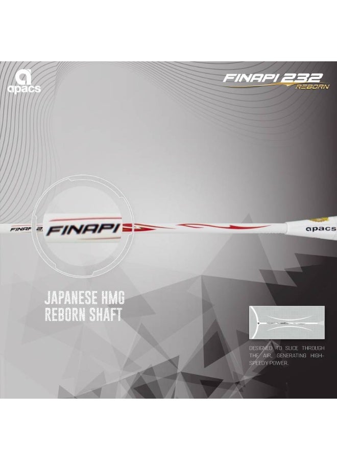 Apacs apacs Finapi 232 REBORN (42 LBS, World's Toughest Frame) 100% Japanese Graphite White Unstrung Badminton Racquet  (Pack of: 1, 85 g)  - Image 5