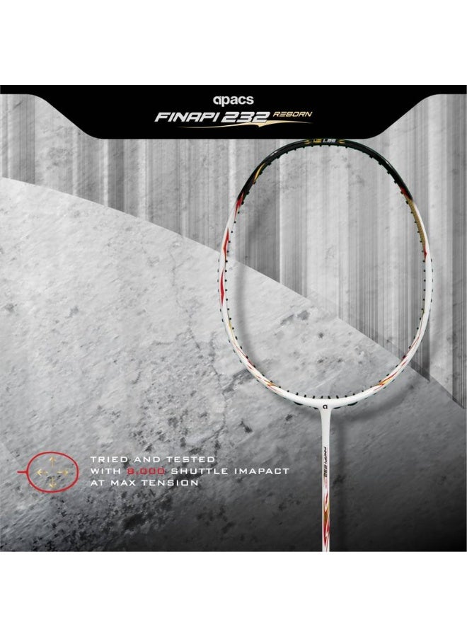 Apacs apacs Finapi 232 REBORN (42 LBS, World's Toughest Frame) 100% Japanese Graphite White Unstrung Badminton Racquet  (Pack of: 1, 85 g)  - Image 4