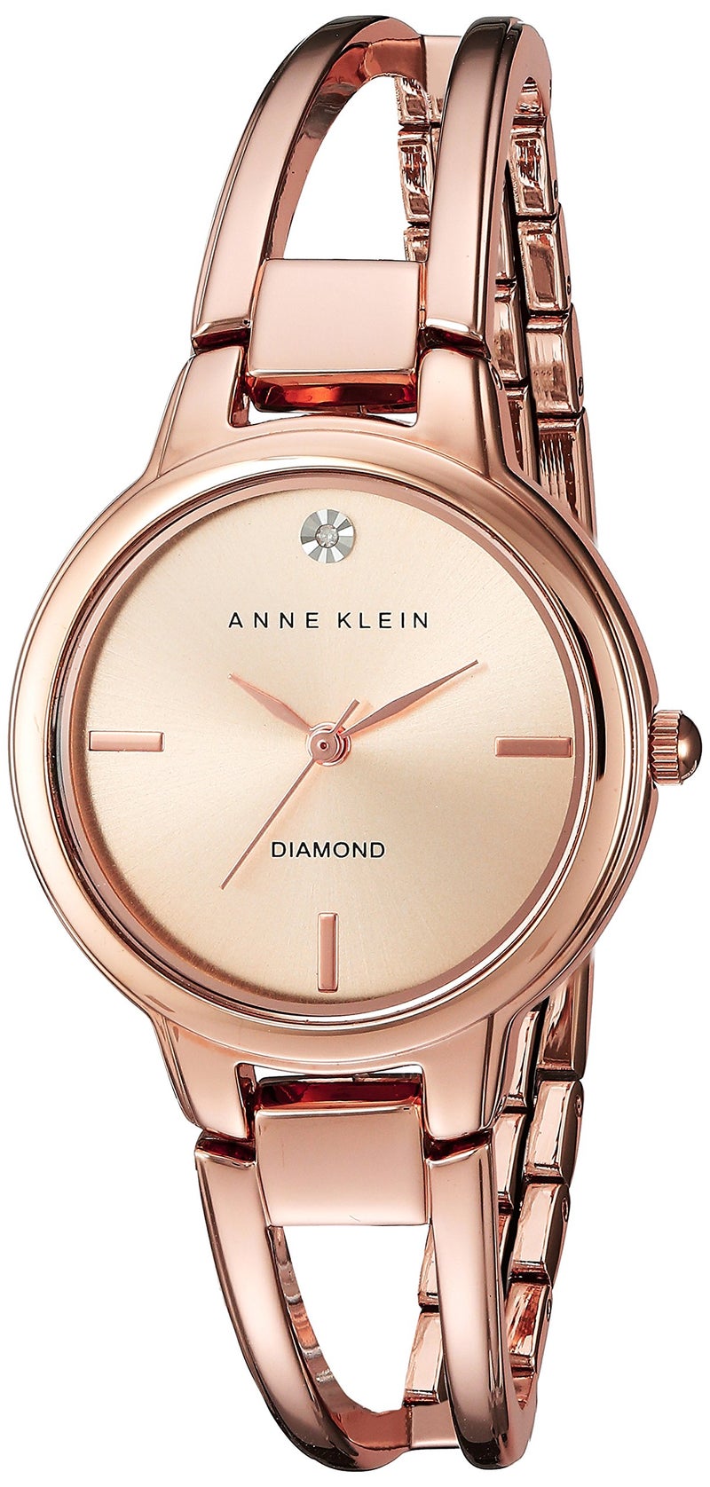 Anne Klein Women's AK/2626RGRG Diamond-Accented Dial Rose Gold-Tone Open Bangle Watch - Image 1