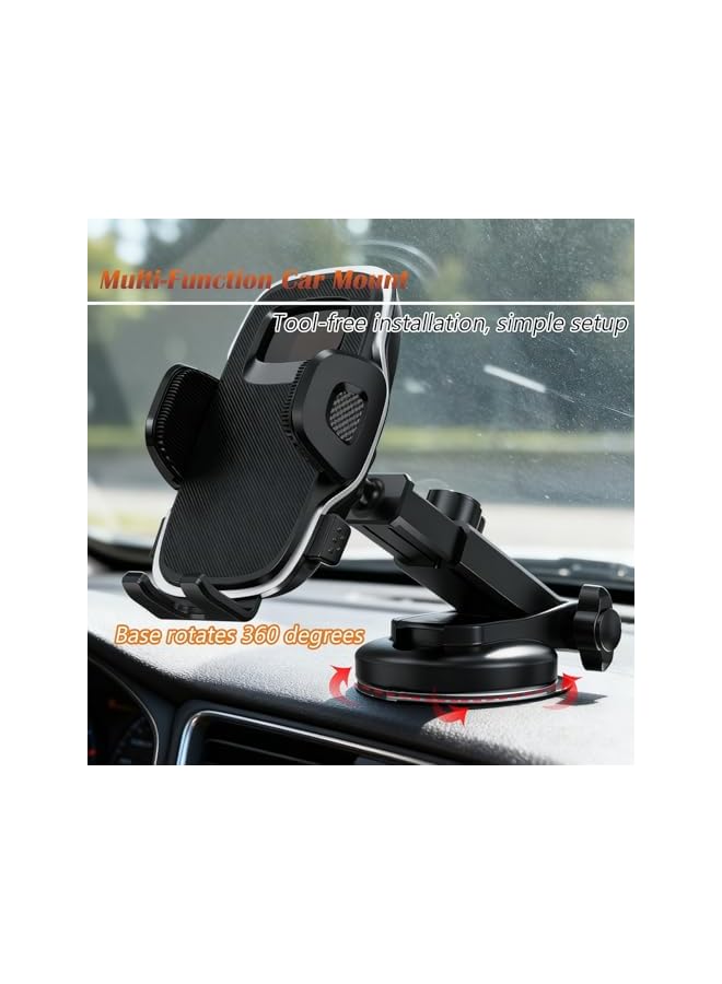 S-TOP 1 Pcs Car Mount Phone Holder with 360° Rotation Strong Suction Cup for Dashboard Windshield - Compatible with most smartphones - Image 2
