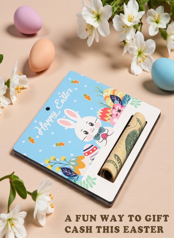 KATINAT Easter Bunny Money Holder for Cash, Pack of 2 Wooden Bunny Cash Holders, Easter Basket Stuffers for Teens & Kids, Bunny Holding Easter Egg Cash Gift, Blue Bunny Money Holder Set - Image 3