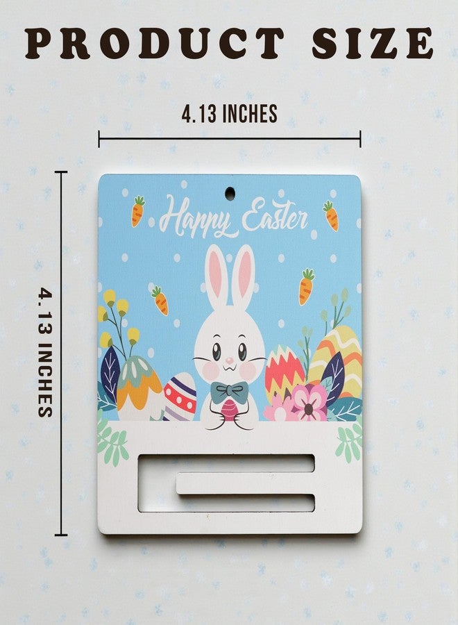 KATINAT Easter Bunny Money Holder for Cash, Pack of 2 Wooden Bunny Cash Holders, Easter Basket Stuffers for Teens & Kids, Bunny Holding Easter Egg Cash Gift, Blue Bunny Money Holder Set - Image 2