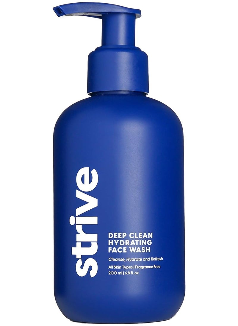 Strive Strive - Deep Hydrating Mens Face Wash - Facial Cleanser, Mens Skin Care, Fragrance Free, Clear Skin, Refreshing with Aloe Vera, Hyaluronic Acid & Niacinamide - For All Skin Types - 200mL  - Image 1