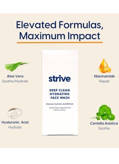 Strive Strive - Deep Hydrating Mens Face Wash - Facial Cleanser, Mens Skin Care, Fragrance Free, Clear Skin, Refreshing with Aloe Vera, Hyaluronic Acid & Niacinamide - For All Skin Types - 200mL  - Image 3