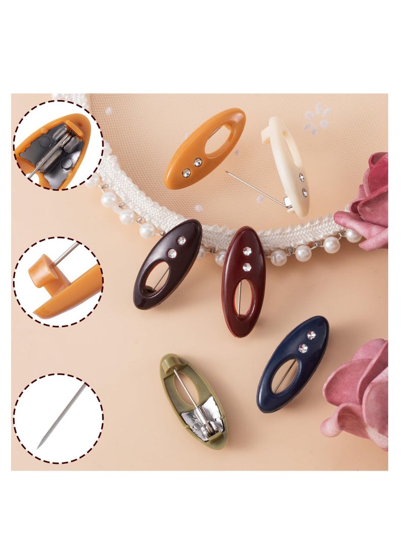 Excefore Fashion Hijab Pins, 18 Pcs 6 Color Assorted Scarf Safety Pins, Brooch Pins Scarf Pins Clips Safety Locking, Baby Cloth Nappy Pin for Women Muslim Scarf Clothing, Hollow Mixed Color with Rhinestone - Image 5