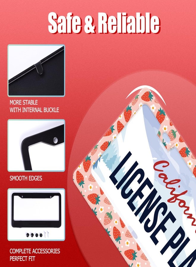 UNINDREM Strawberry License Plate Frame Fruit Stainless Steel License Plate Frame Rust-Proof Auto Parts Decoration with Screws License Plate Holder for Men Women Youth 12x6 Inch Gift - Image 4