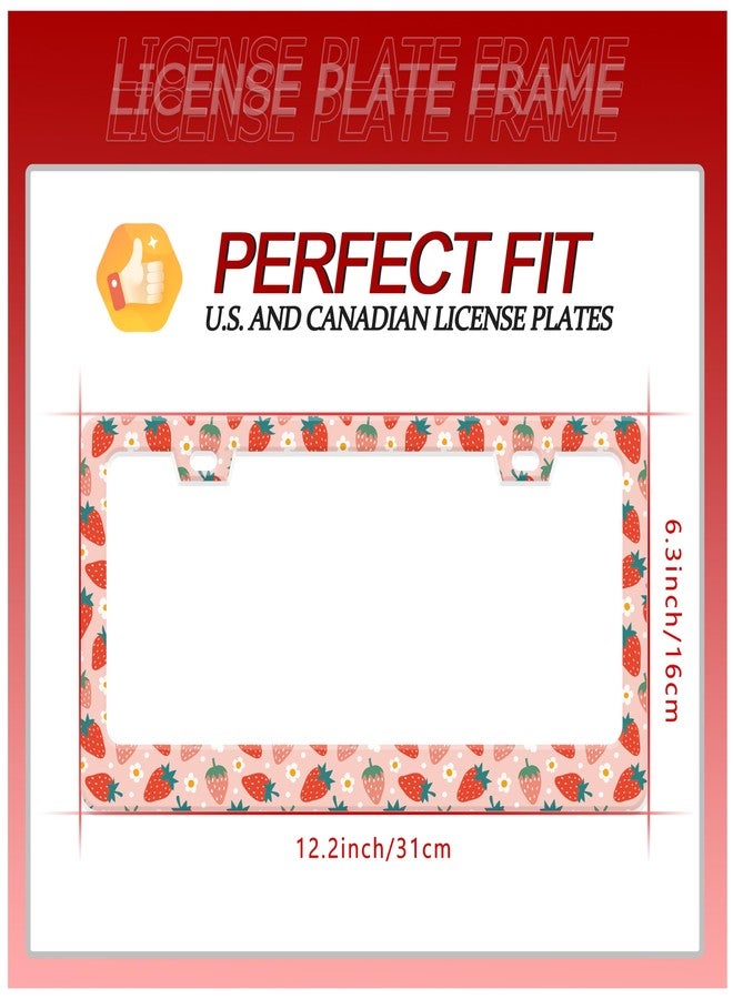 UNINDREM Strawberry License Plate Frame Fruit Stainless Steel License Plate Frame Rust-Proof Auto Parts Decoration with Screws License Plate Holder for Men Women Youth 12x6 Inch Gift - Image 2