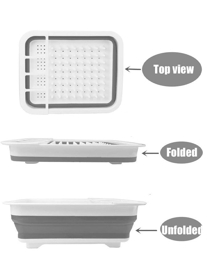 Generic Collapsible Drying Dish Storage Rack, Dish Drainer Dinnerware Basket For Kitchen Counter and Campers Portable Dinnerware Organizer (Grey)  - Image 3