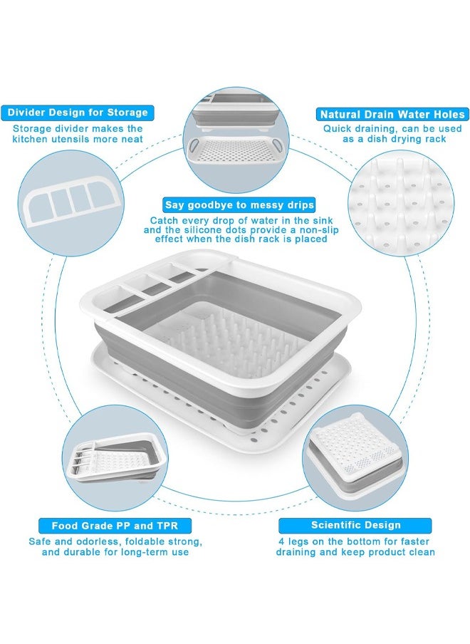 Generic Collapsible Drying Dish Storage Rack, Dish Drainer Dinnerware Basket For Kitchen Counter and Campers Portable Dinnerware Organizer (Grey)  - Image 4