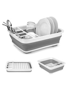 Generic Collapsible Drying Dish Storage Rack, Dish Drainer Dinnerware Basket For Kitchen Counter and Campers Portable Dinnerware Organizer (Grey)  - Image 1