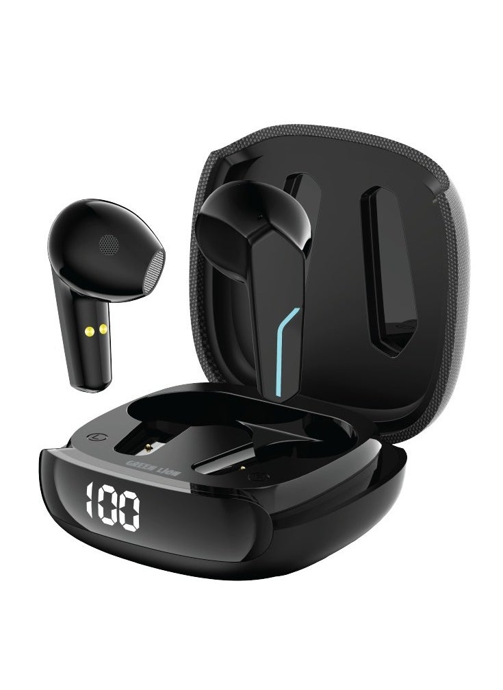 GREEN LION Interlaken True Wireless Earbuds with ENC and Dual Microphone / Battery Display / Truewireless Headphones / Hands-Free Calling / Breathing Lights - Black  - Image 1