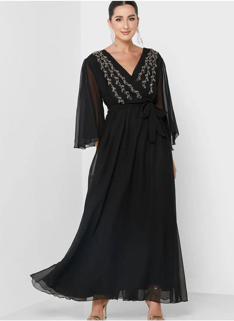 hayas closet Embellished Belted Dress