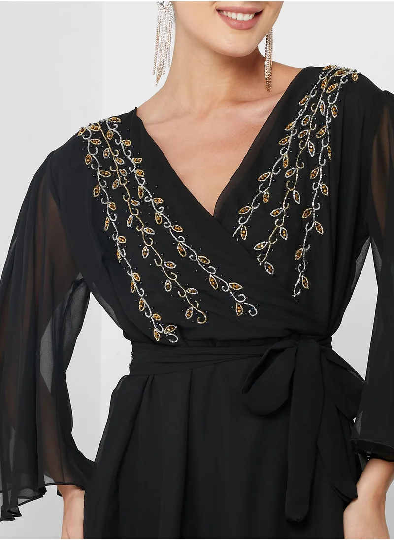 hayas closet Embellished Belted Dress