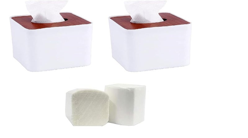 Amigos Store Table Top Tissue Box Table Top Removable Bamboo Wooden Cover Tissue Box Dispenser pop up Tissue Dispenserpack of 2 - Image 1