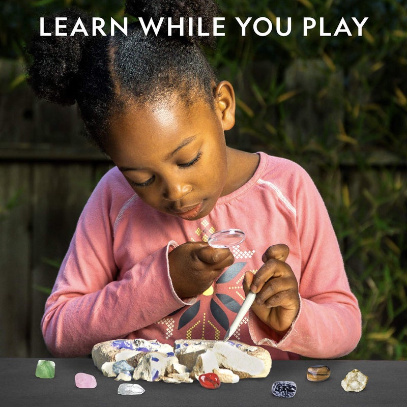 Blue Marble NATIONAL GEOGRAPHIC Mega Gemstone Dig Kit – Dig Up 15 Real Gemstones and Crystals, Science Kit for Kids, Gem Digging Kit, Gift for Girls and Boys, Mining Kit, Rock Collection - Image 4
