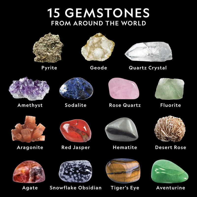 Blue Marble NATIONAL GEOGRAPHIC Mega Gemstone Dig Kit – Dig Up 15 Real Gemstones and Crystals, Science Kit for Kids, Gem Digging Kit, Gift for Girls and Boys, Mining Kit, Rock Collection - Image 3