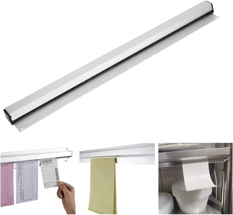 FINALITY Desk Receipt Holder, Silver Kitchen Slide Check Rack,Bill Orders Ticket Holder Tab Aluminium Display Rail for Restaurant Cafes Pubs Bars Silver (Aluminium, 30 Inch) - Image 3