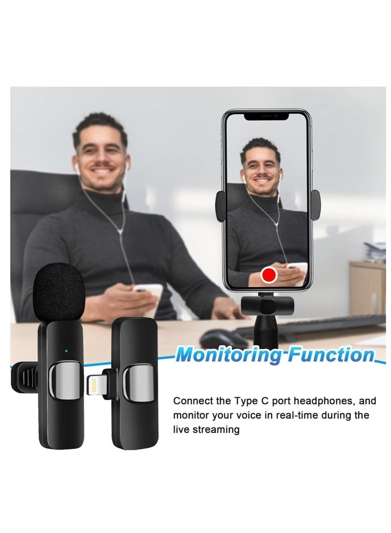TIGER New Microphone for iPhone – Omnidirectional Wireless Lapel Microphone with Double Noise Cancelling, Reverberation Mode – Professional Mic for Video Recording, Podcasting, YouTube & TikTok - Image 2