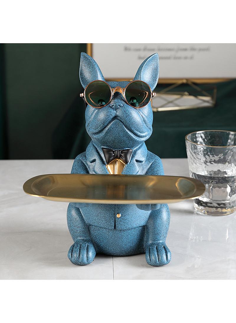 General 1-Piece Decorative Convenient Cool Bulldog Statue Blue  - Image 1