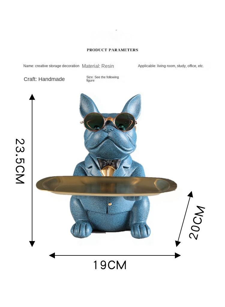 General 1-Piece Decorative Convenient Cool Bulldog Statue Blue  - Image 2