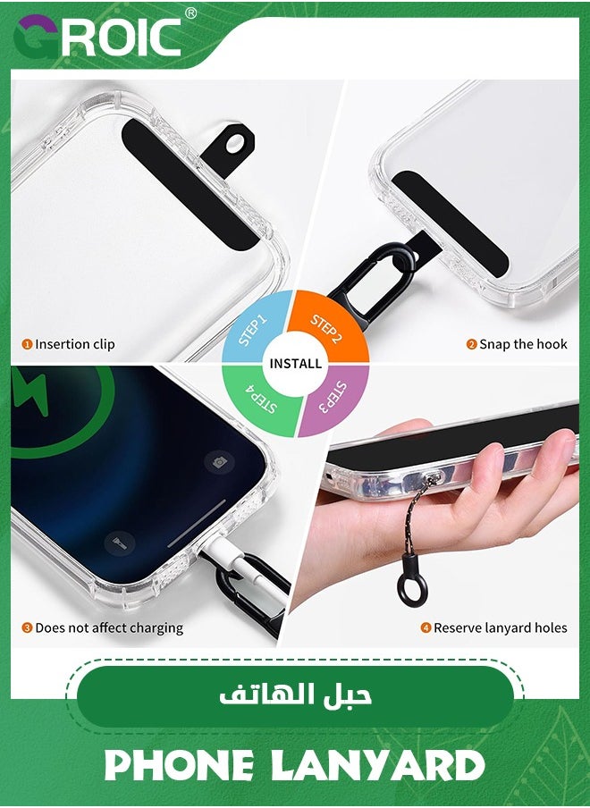 GROIC - حبل أسود للهاتف الخلوي عالميًا، حبل رقبة للهاتف الخلوي منسوج قابل للتعديل مع رقعة هاتف متوافقة مع معظم الهواتف الذكية - Image 1