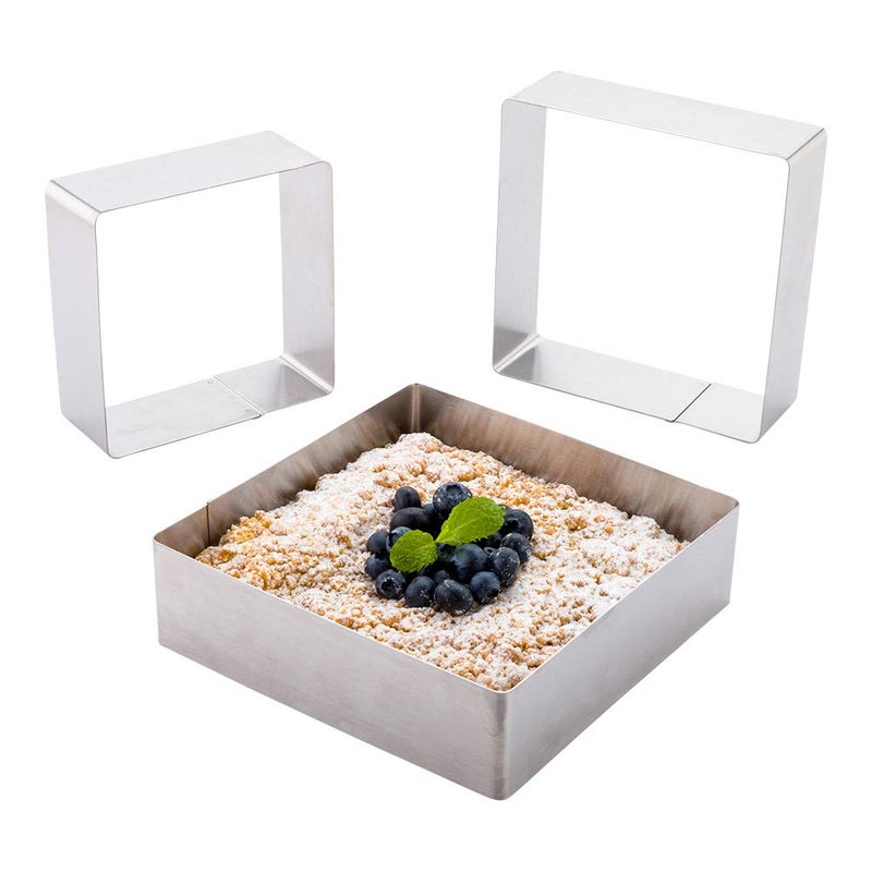 Restaurantware Pastry Tek 3Piece Metal Square Cookie Cutter Ring Mold Set 1 count box