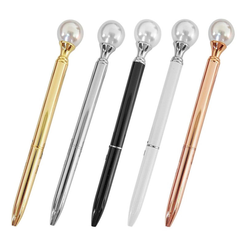 5 Pcs Pearl Finish Metal Ballpoint Pen Set For Women Writing Office Home Use - Image 2