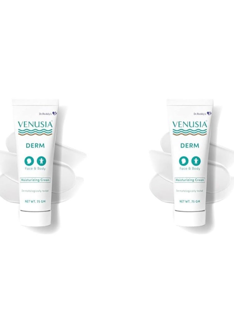 VENUSIA Dr. Reddy's VENUSIA Derm Moisturizing Cream | 24-hour Intense Hydration | Skin Barrier Repair | For Dry to Very Dry Skin | 4 Natural Butters | For Dry to Very Dry Skin | Hypoallergenic | 75g Pack of 2 - Image 1