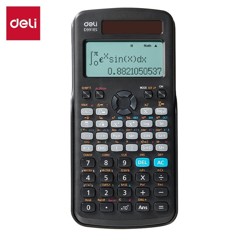 Deli D991ES Scientific Calculator 417 Functions Dual Power LCD Display for Students and Professionals - Image 1