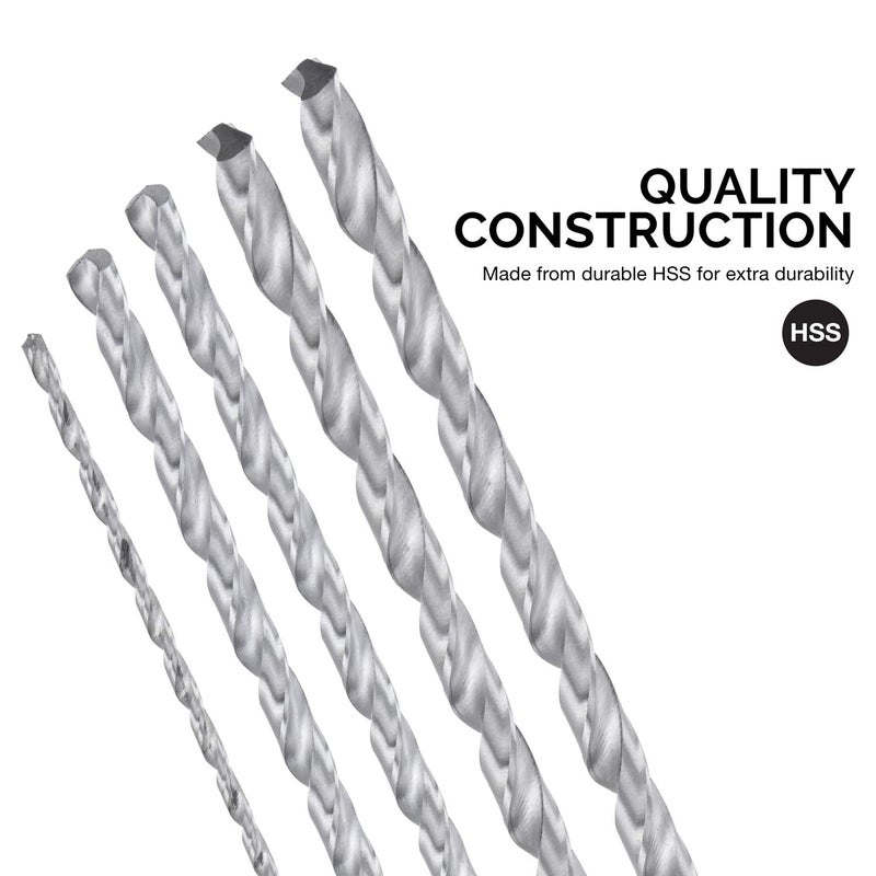 NEIKO 10047A Extra Long Drill Bit Set | 5-Piece | M2 HSS Steel | 12-Inch Length | 1/8, 3/16, 1/4, 5/16, and 3/8-Inch - Image 3