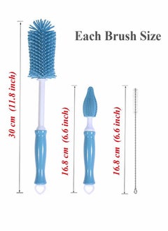 Excefore Silicone Soft Touch Bottle Brush, Baby Bottle Cleaning Brush, Long Handle Kitchen Cleaner Silicone Brush for Washing Glass, Baby Bottles, Mugs, Narrow Neck Water Sport Bottles, Set of 3  - Image 2