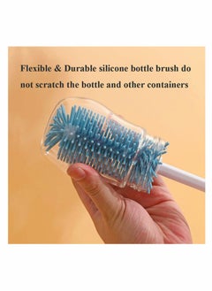 Excefore Silicone Soft Touch Bottle Brush, Baby Bottle Cleaning Brush, Long Handle Kitchen Cleaner Silicone Brush for Washing Glass, Baby Bottles, Mugs, Narrow Neck Water Sport Bottles, Set of 3  - Image 5
