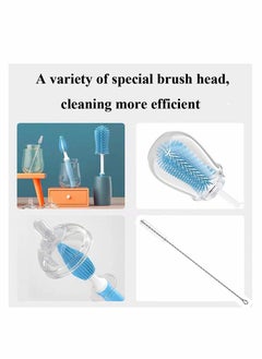 Excefore Silicone Soft Touch Bottle Brush, Baby Bottle Cleaning Brush, Long Handle Kitchen Cleaner Silicone Brush for Washing Glass, Baby Bottles, Mugs, Narrow Neck Water Sport Bottles, Set of 3  - Image 4