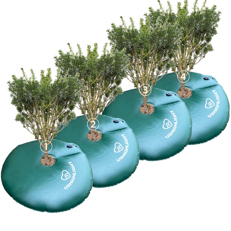 4Pack Tree Watering Ring Tree Watering Bags Slow Release 20 Gallon Tree Bags for Watering for Slow Drip 6 to 9 Hours LowProfile Watering Bags for New Trees MultiTrunk Trees and Shrubs