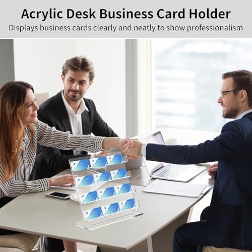 Homaisson 12 Slots Acrylic Business Card Holder Acrylic Business Card Display Stand for Desk Tiered Clear Organizer for Business Cards for Offices Reception Desks Exhibitions - Image 3