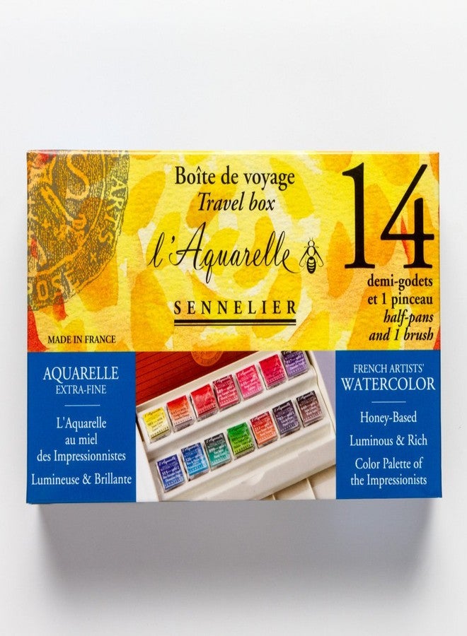 SENNELIER سينيلييه - مجموعة ألوان مائية للسفر - 14 كوب نصف في صندوق بلاستيكي - Image 3