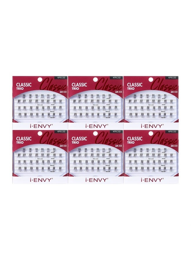 KISS i-ENVY by KISS Trio Lash Classic Medium 30 Lashes (Pack of 6) Natural Style 3X Faster Easier Application - Image 1