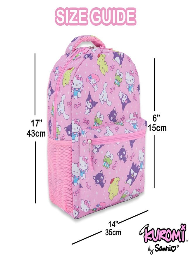 Sanrio Official Hello Kitty Allover School Backpack - My Melody, Kuromi, Keroppi, Badtz-Maru - Pink Group Bookbag for Boys & Girls - Image 5