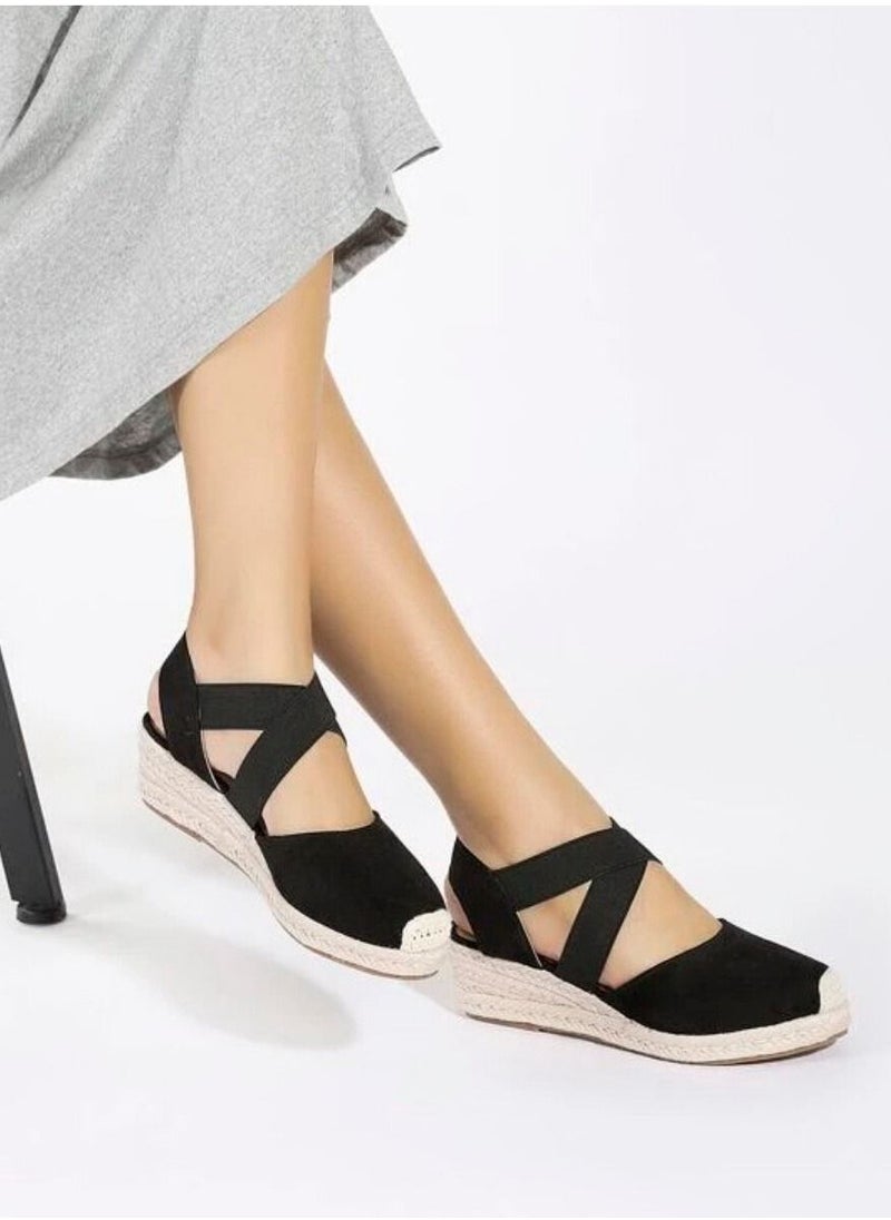 Generic - Closed Toe   Espadrille Wedges Sandals Black - Image 1